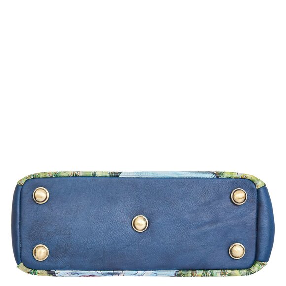 Leather Hand-Painted Women Blue Top Handle Tote Bag, Satchel Handbag, Crossbody - Picture 6 of 9